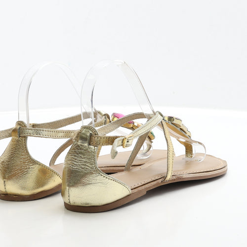 F&F Womens Gold Polyester Thong Sandal UK 5 38