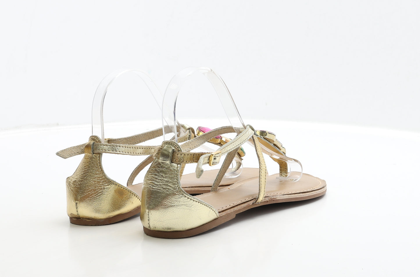 F&F Womens Gold Polyester Thong Sandal UK 5 38