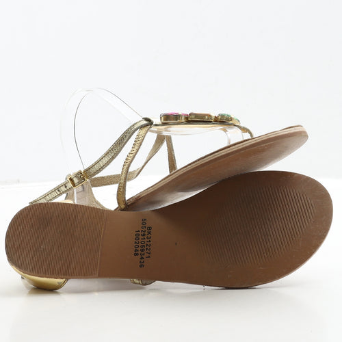 F&F Womens Gold Polyester Thong Sandal UK 5 38