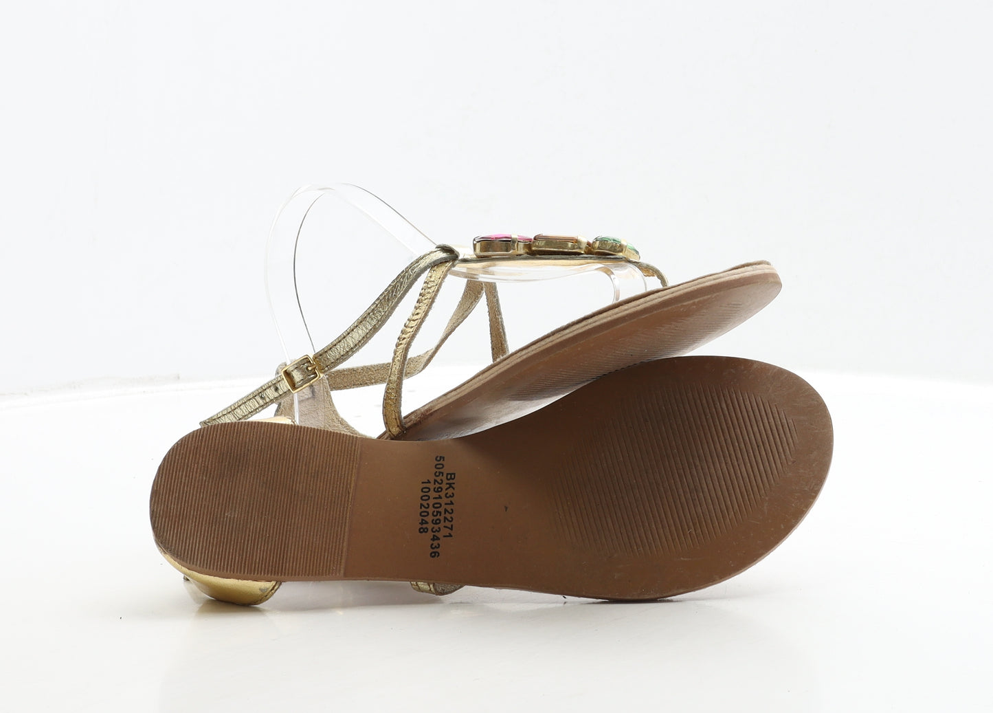 F&F Womens Gold Polyester Thong Sandal UK 5 38