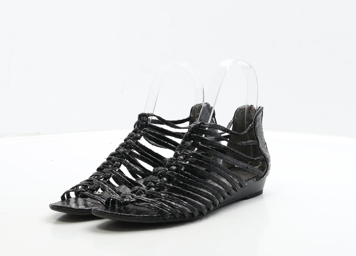 Marks and Spencer Womens Black Leather Gladiator Sandal UK 3.5 36.5