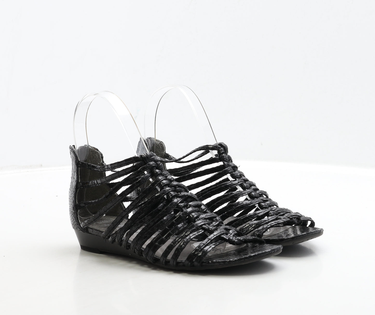 Marks and Spencer Womens Black Leather Gladiator Sandal UK 3.5 36.5