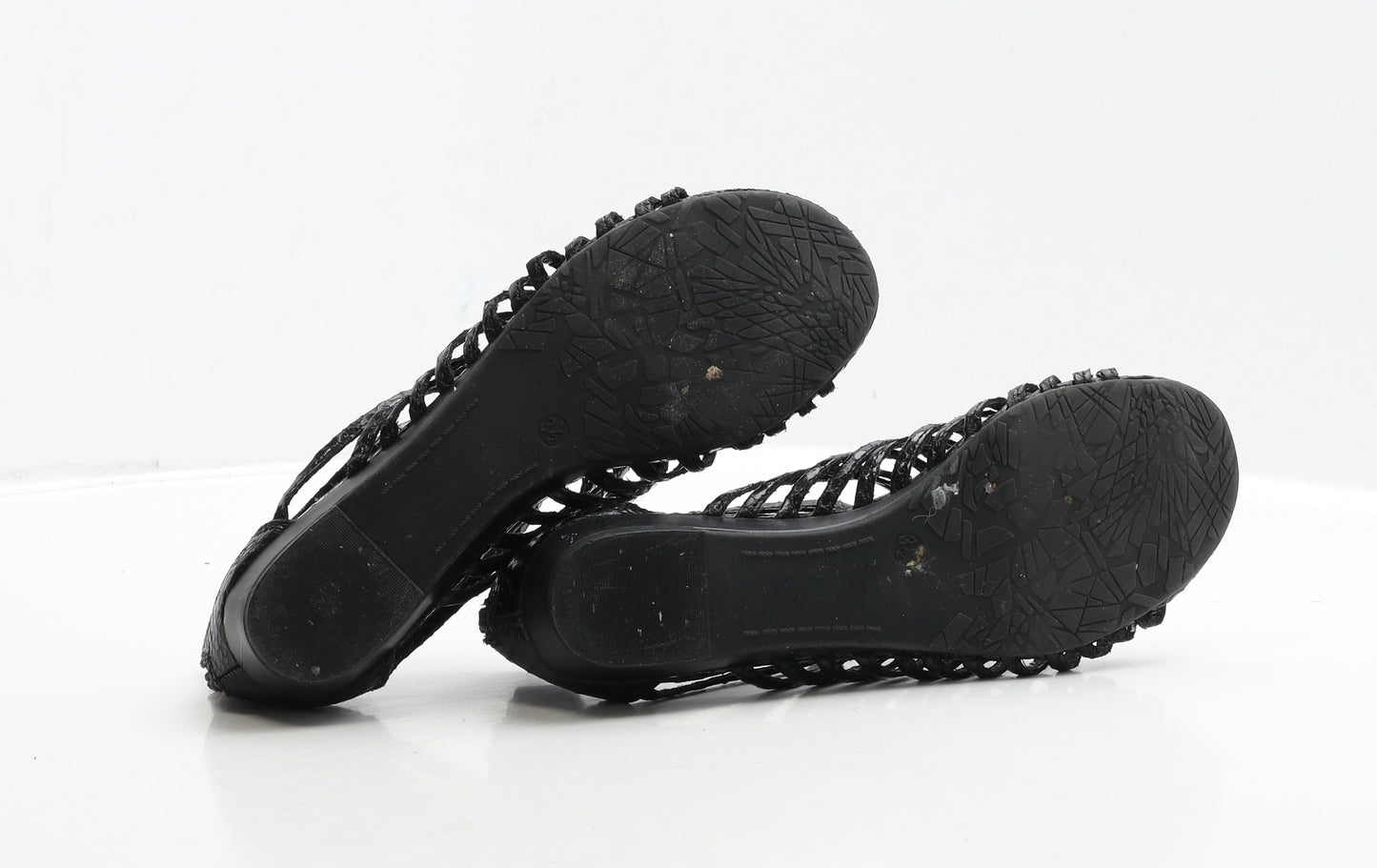 Marks and Spencer Womens Black Leather Gladiator Sandal UK 3.5 36.5