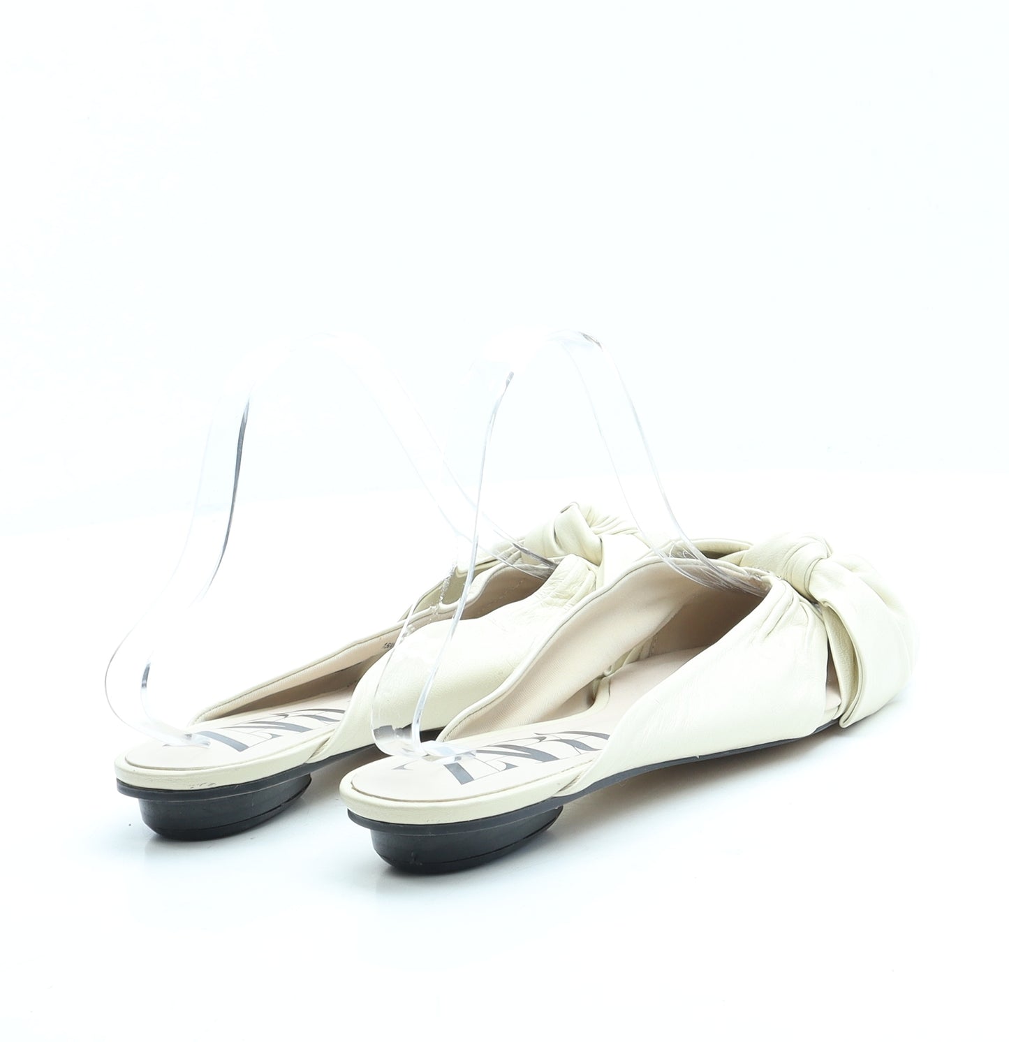 Zara Womens Ivory Leather Slip On Flat UK 5 38