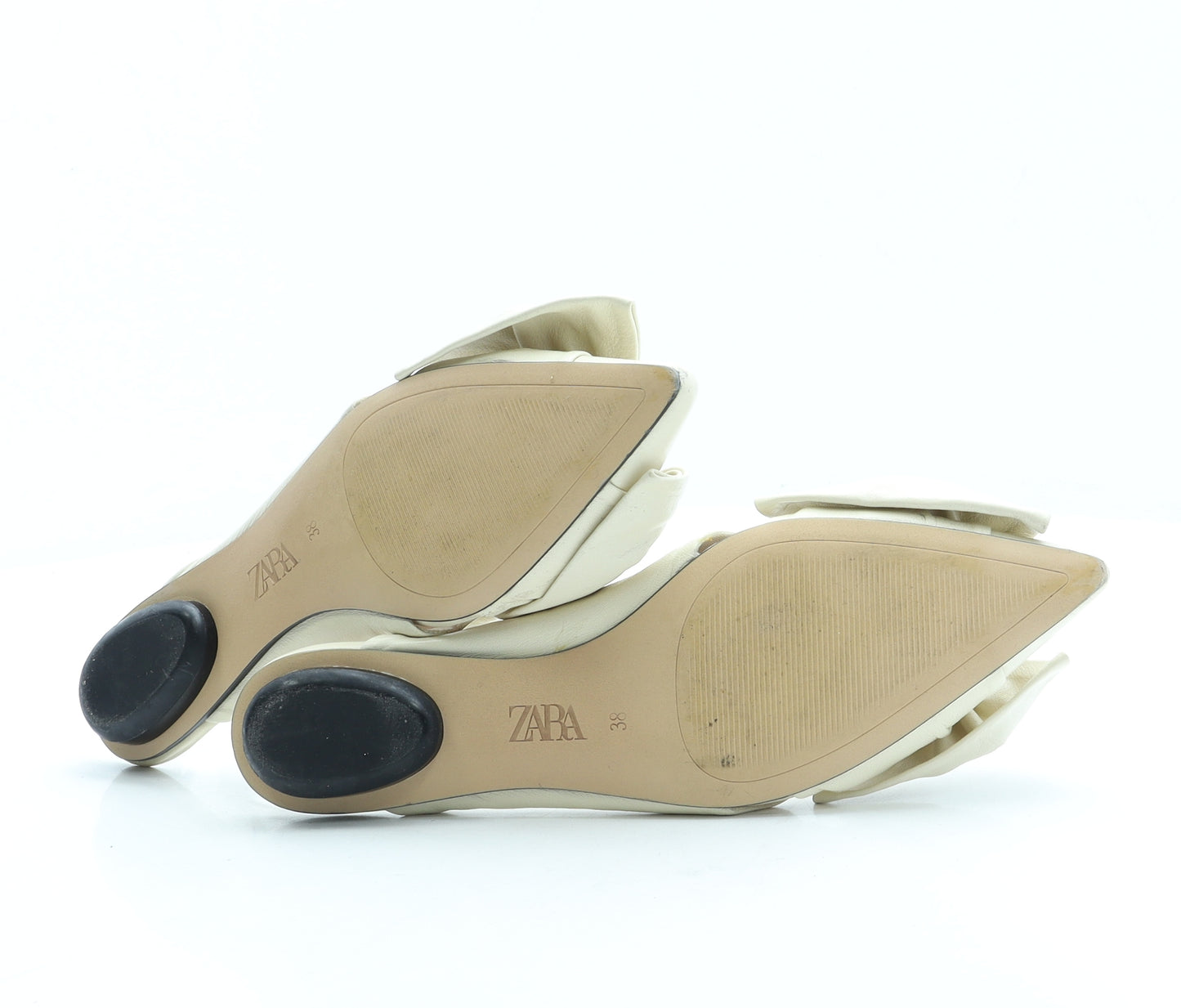 Zara Womens Ivory Leather Slip On Flat UK 5 38