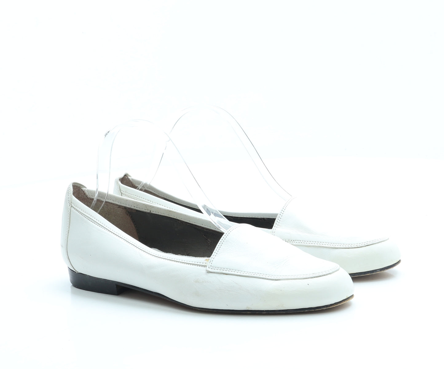 Bally Womens White Leather Flat UK 6 39