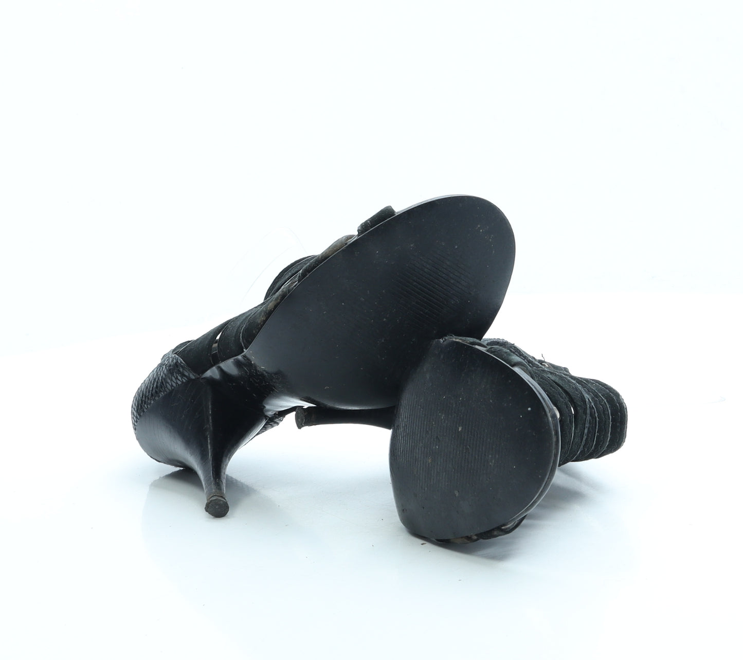 Autograph Womens Black Leather Gladiator Heel UK 6