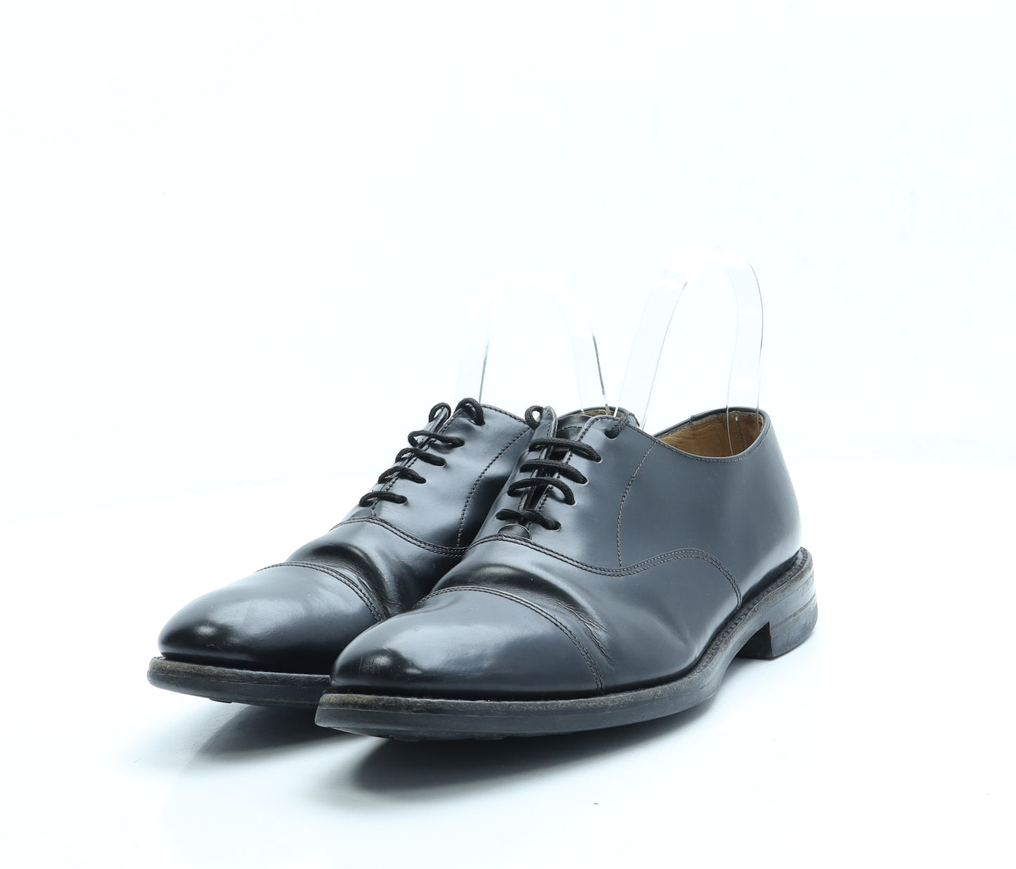 Loane Mens Black Leather Oxford Dress UK 7