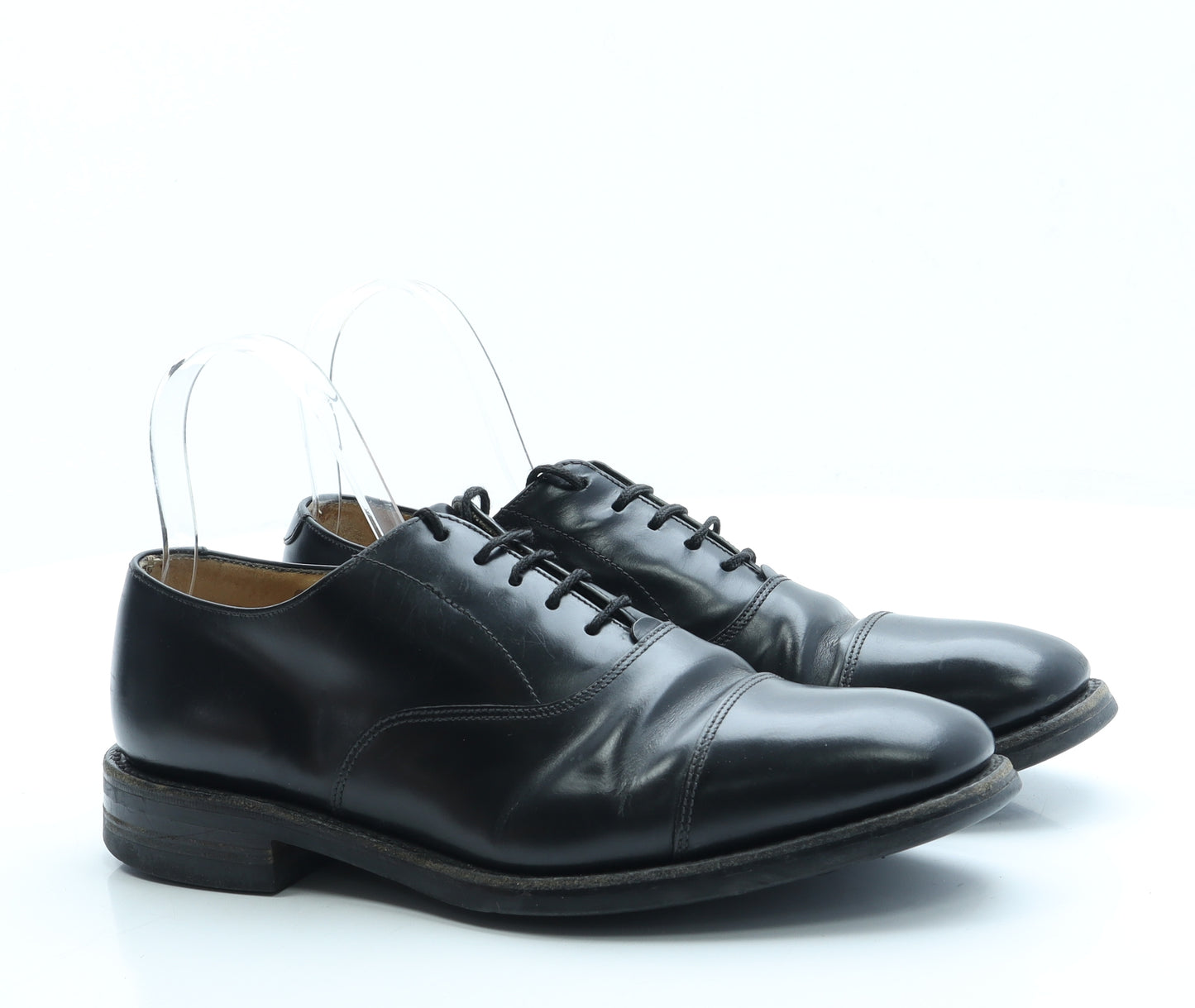 Loane Mens Black Leather Oxford Dress UK 7