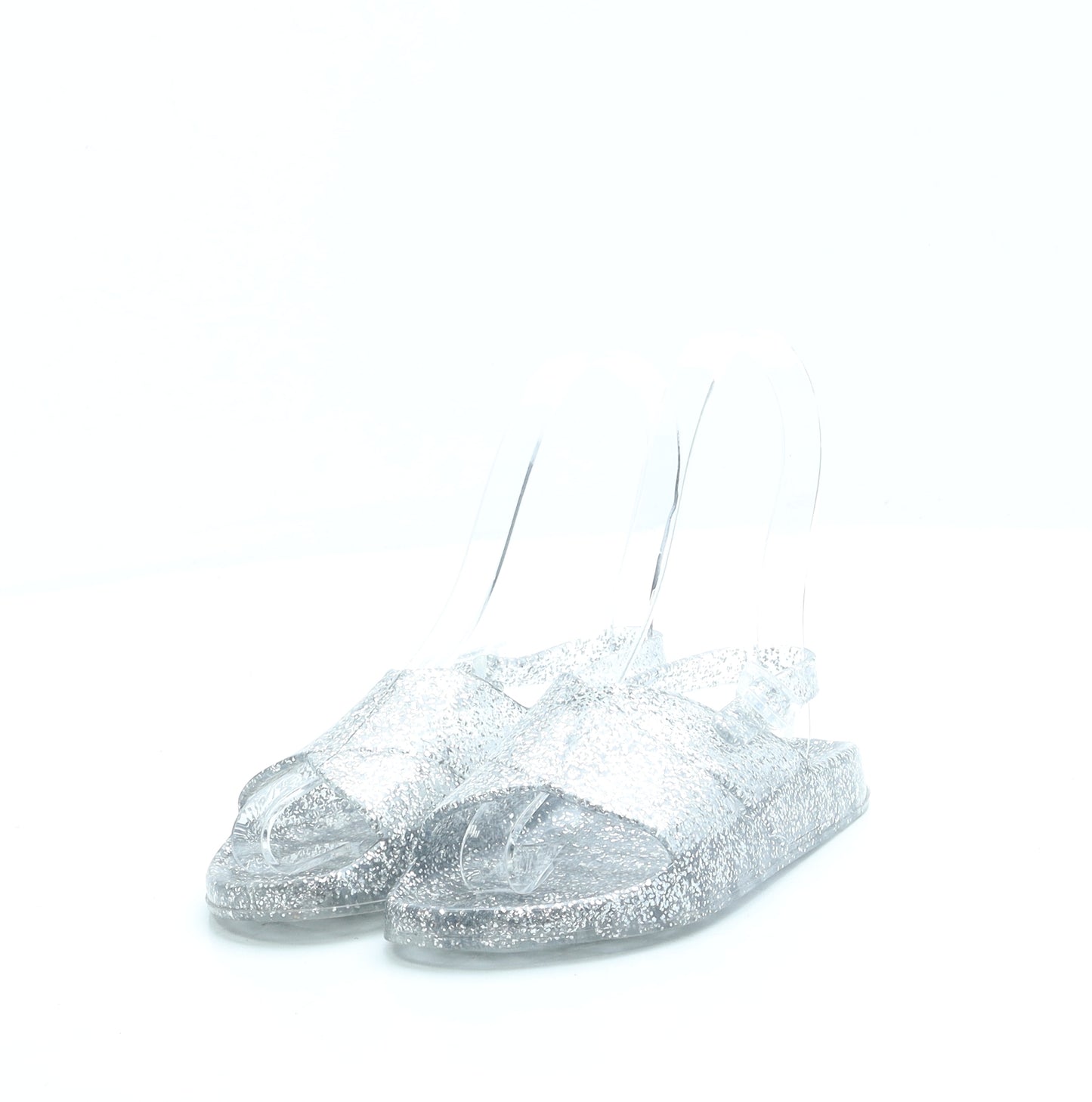 George Girls Silver Rubber Slingback Sandal UK 6 27