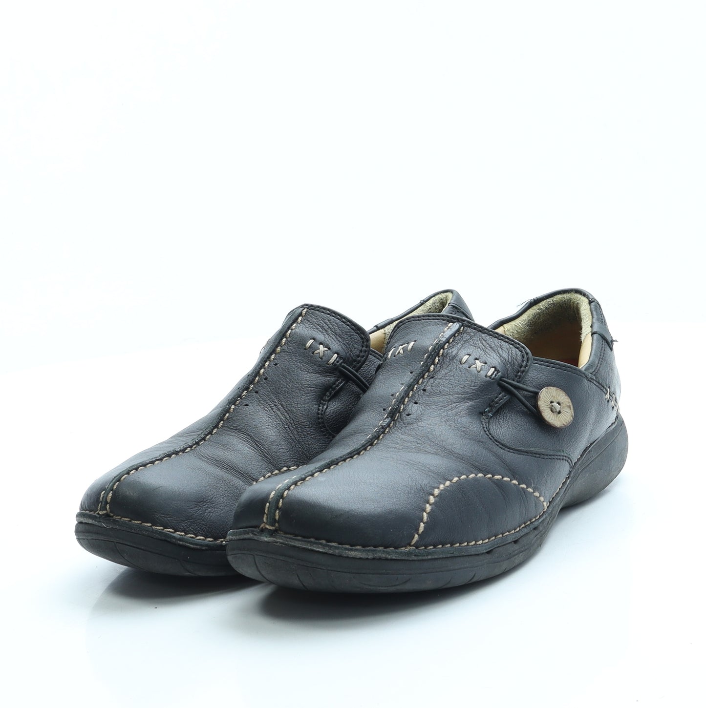 Clarks Womens Black Leather Slip On Flat UK 5.5 39