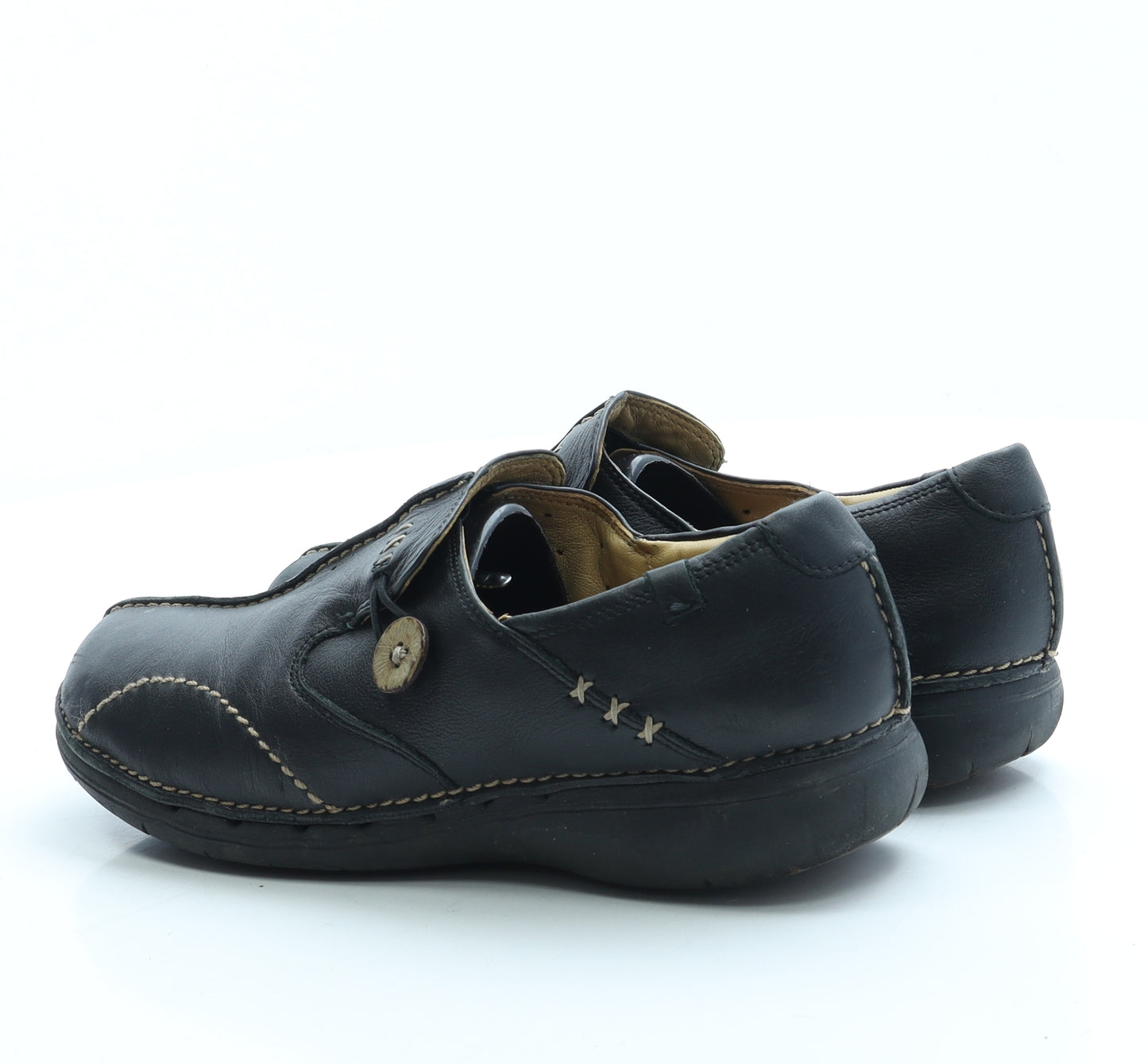 Clarks Womens Black Leather Slip On Flat UK 5.5 39