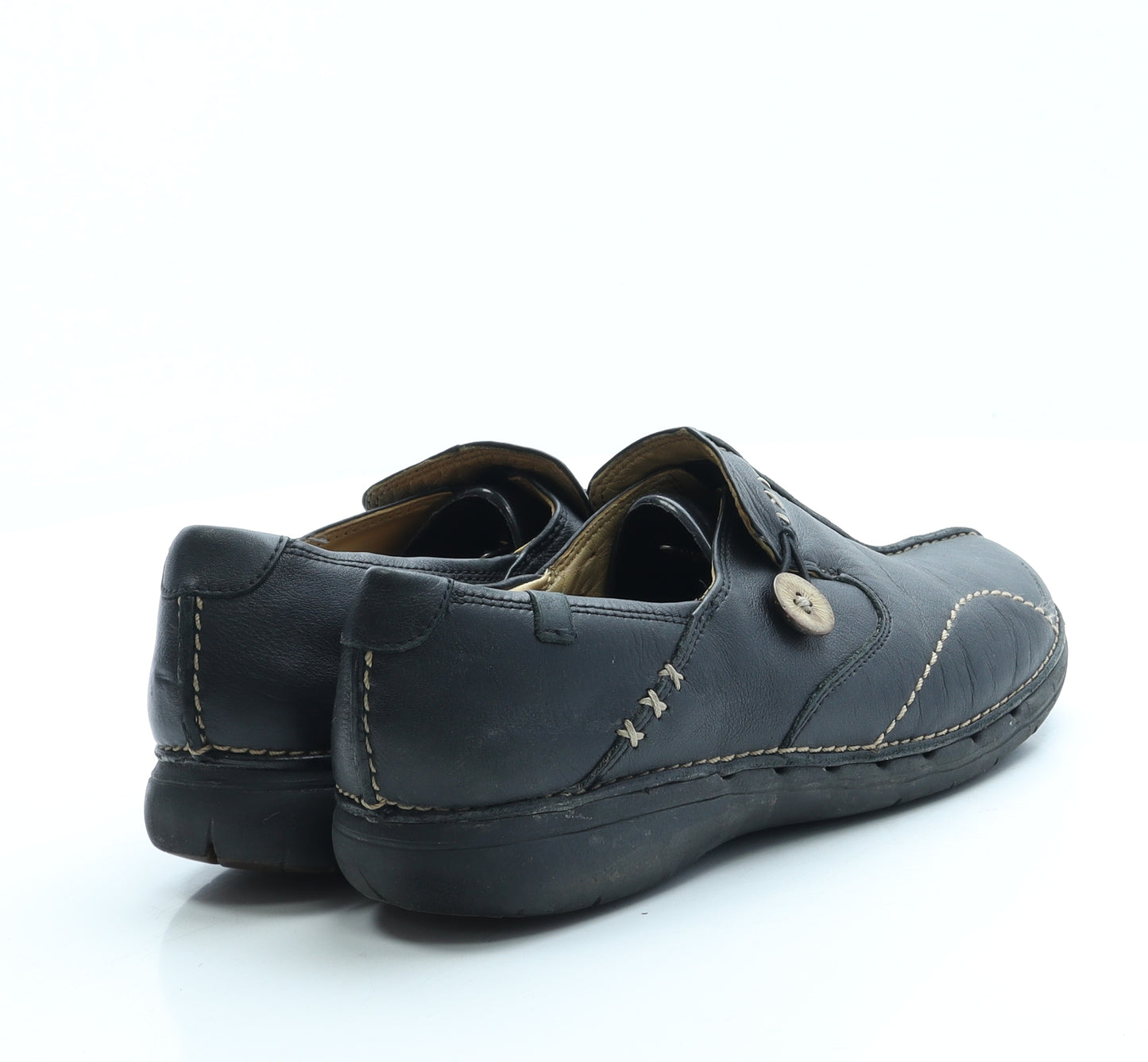 Clarks Womens Black Leather Slip On Flat UK 5.5 39