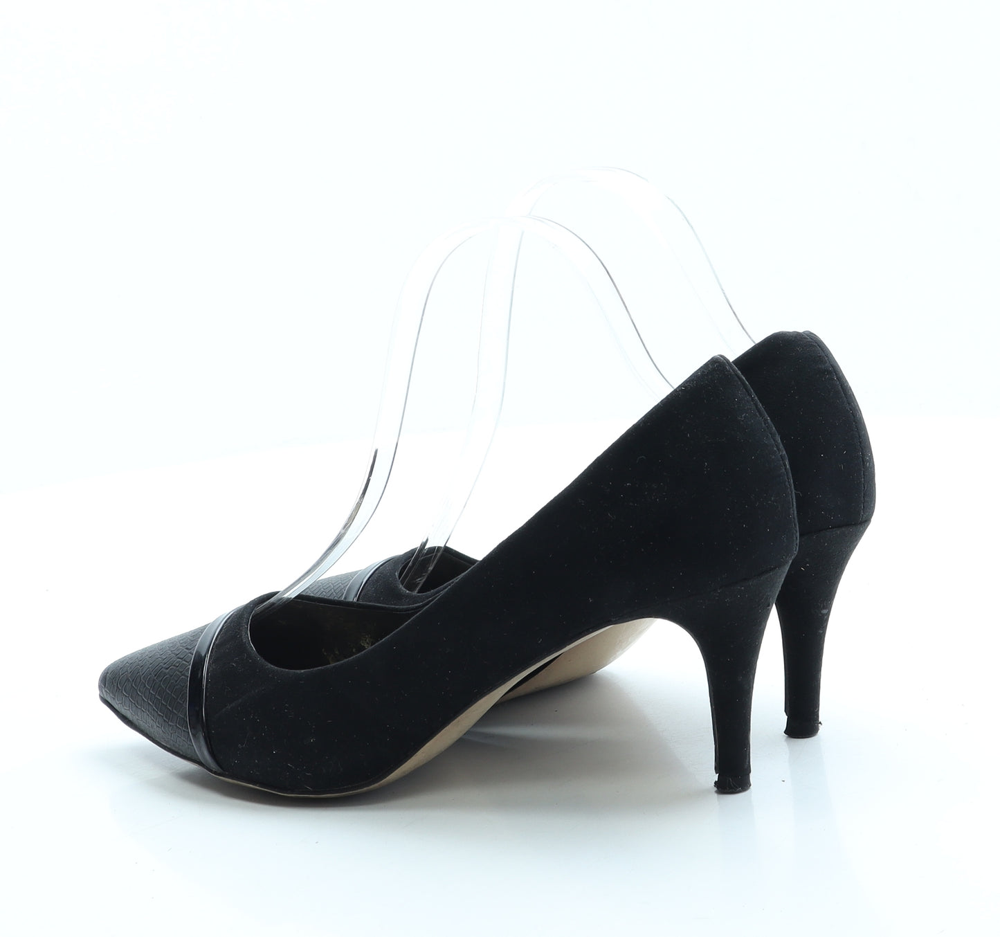 Fiore Womens Black Leather Court Heel UK 5 38 - Wide Fit