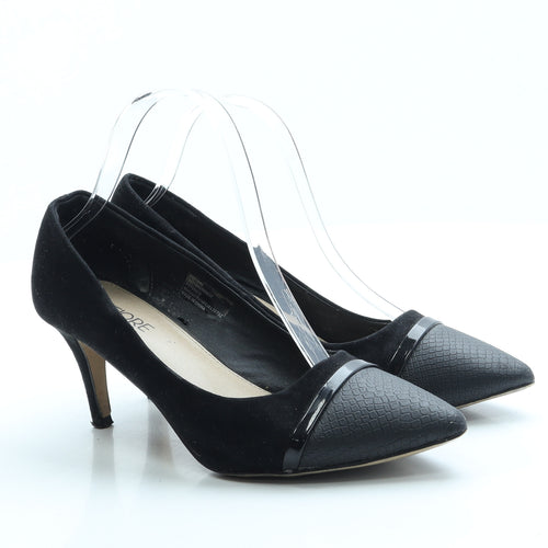 Fiore Womens Black Leather Court Heel UK 5 38 - Wide Fit