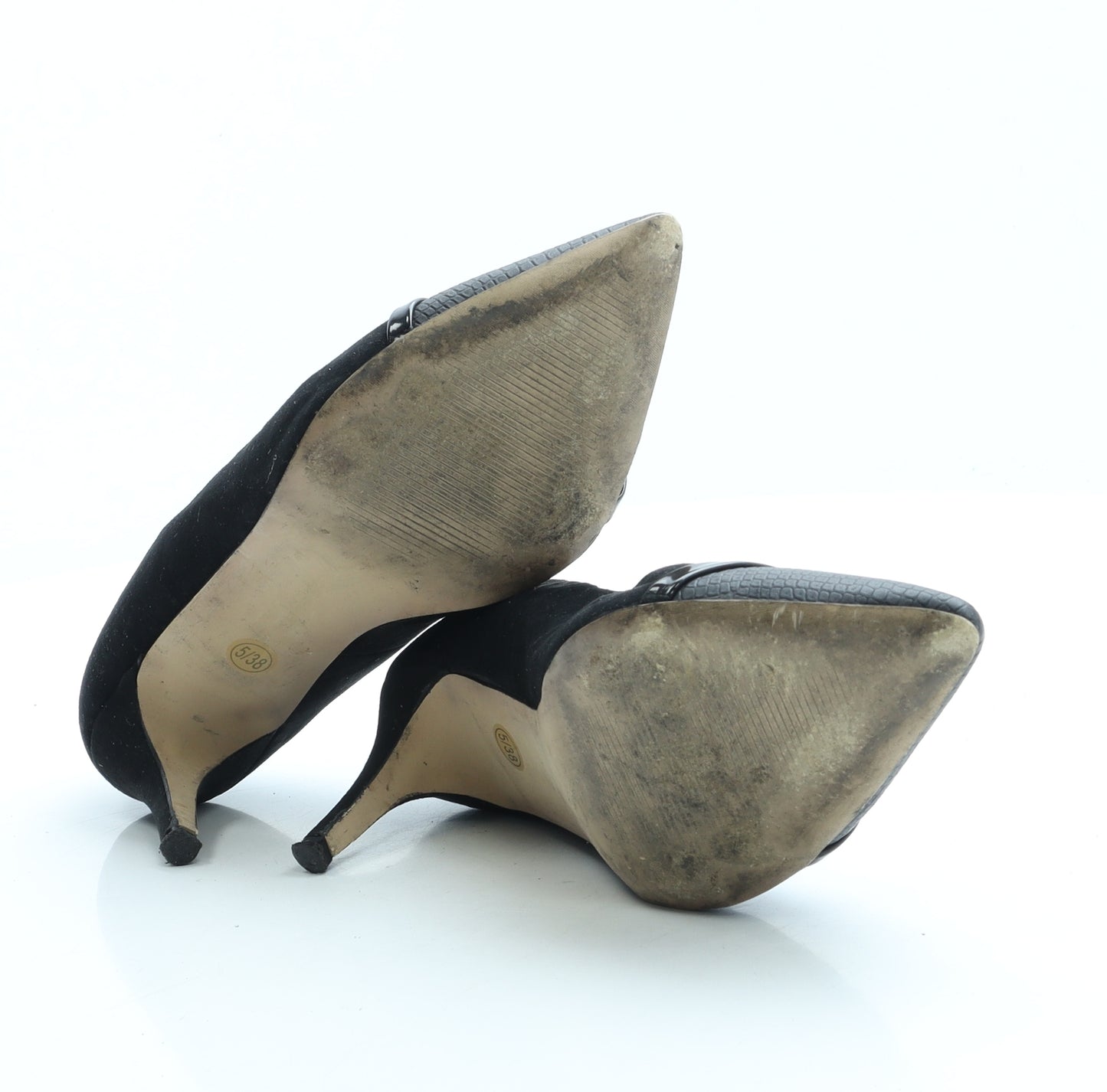 Fiore Womens Black Leather Court Heel UK 5 38 - Wide Fit