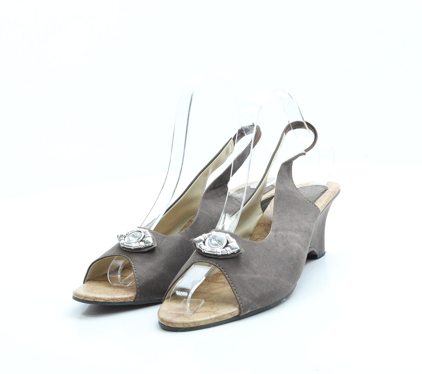 Preworn Womens Brown Polyester Slingback Heel UK 7 40