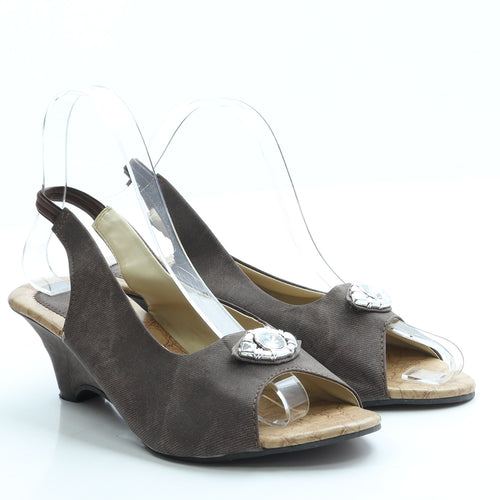 Preworn Womens Brown Polyester Slingback Heel UK 7 40