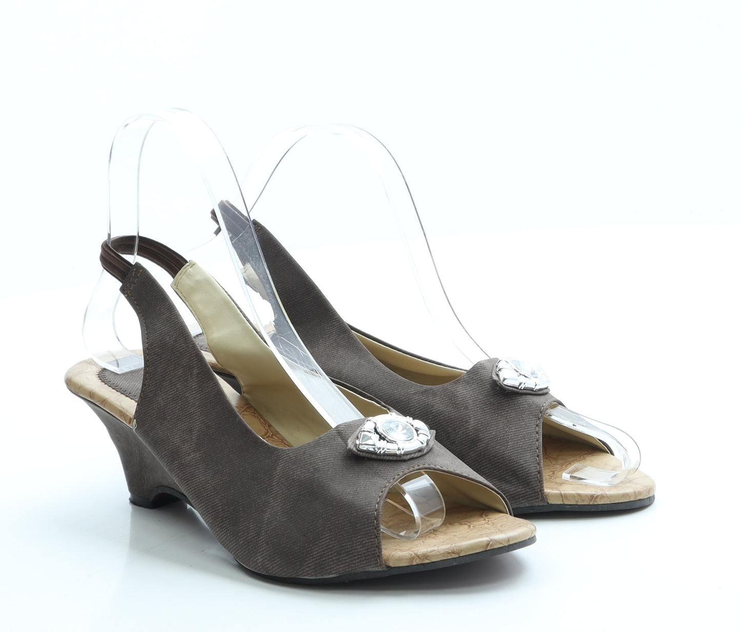 Preworn Womens Brown Polyester Slingback Heel UK 7 40