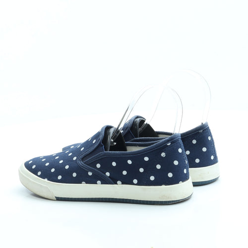 Preworn Womens Blue Polka Dot Fabric Slip On Flat UK 3 36