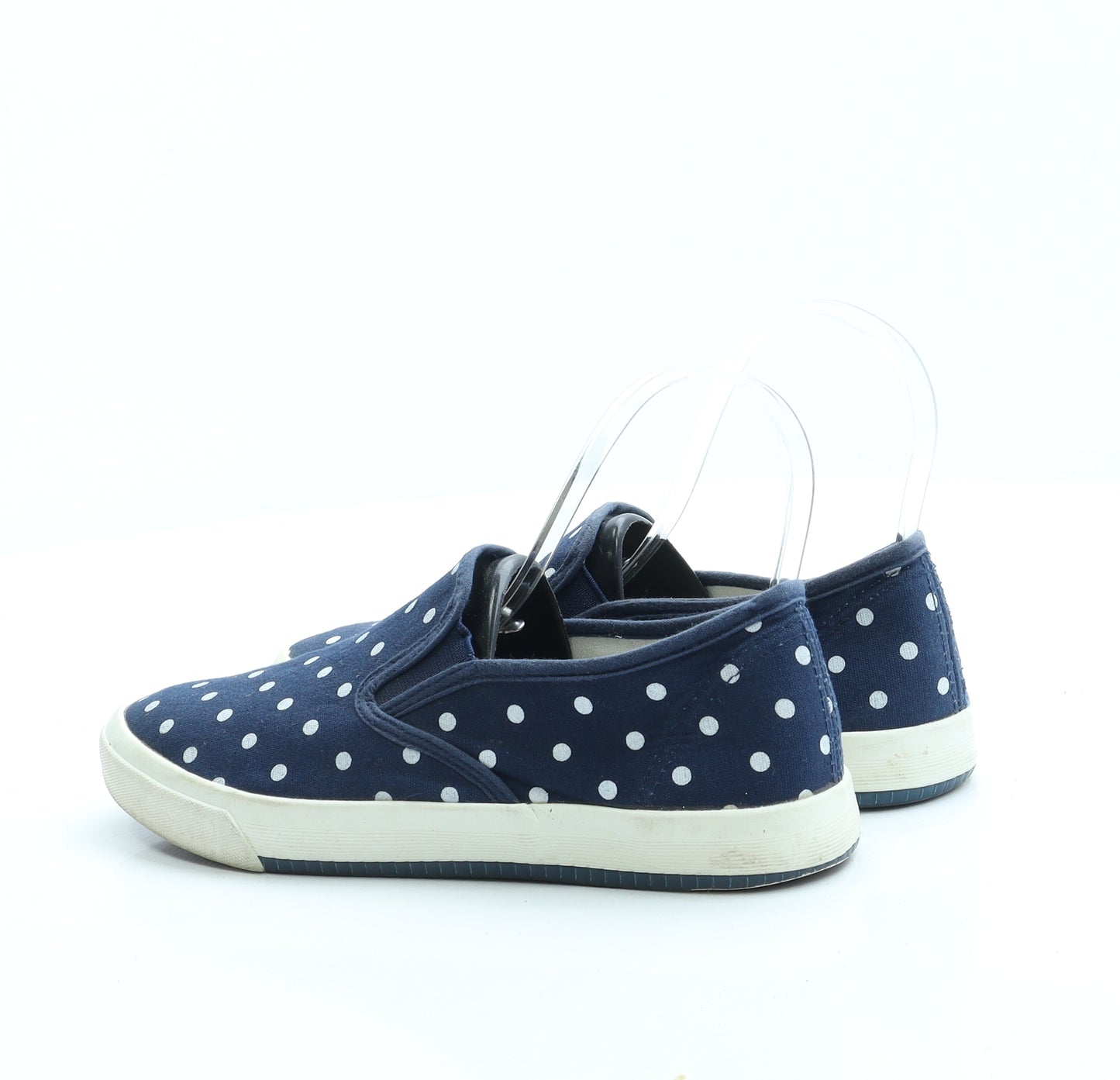 Preworn Womens Blue Polka Dot Fabric Slip On Flat UK 3 36