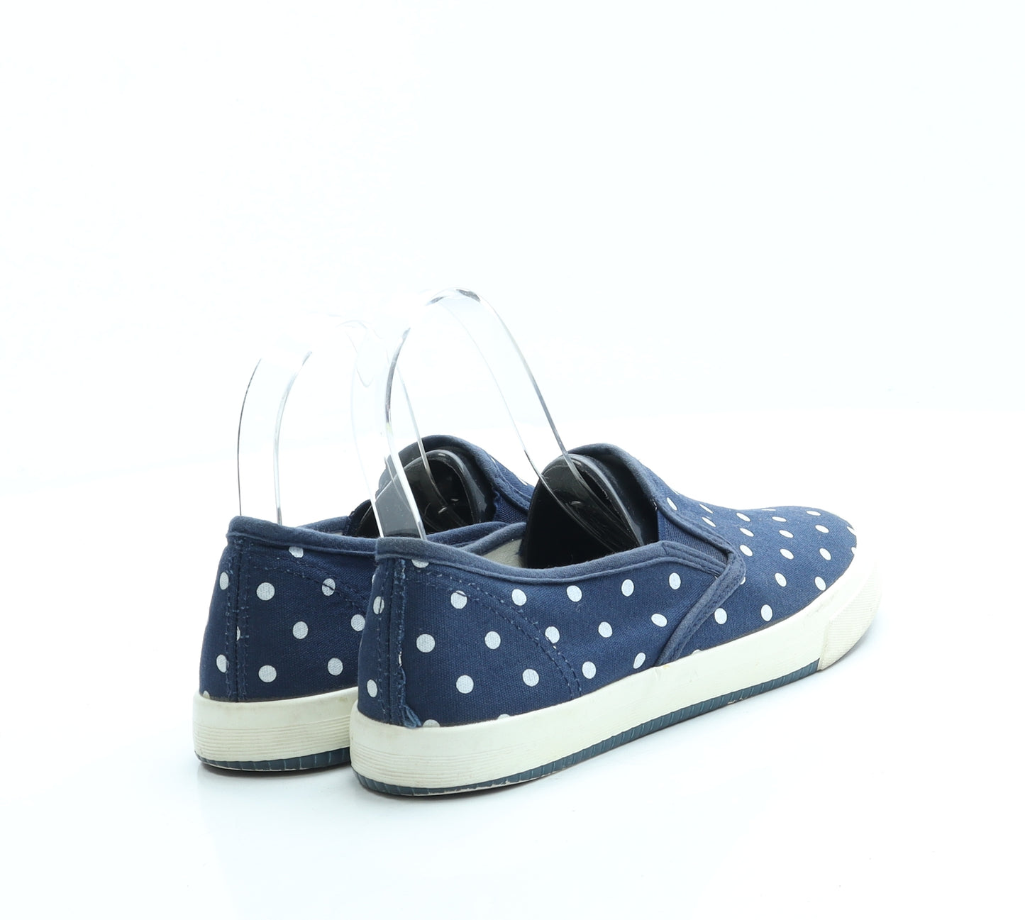 Preworn Womens Blue Polka Dot Fabric Slip On Flat UK 3 36