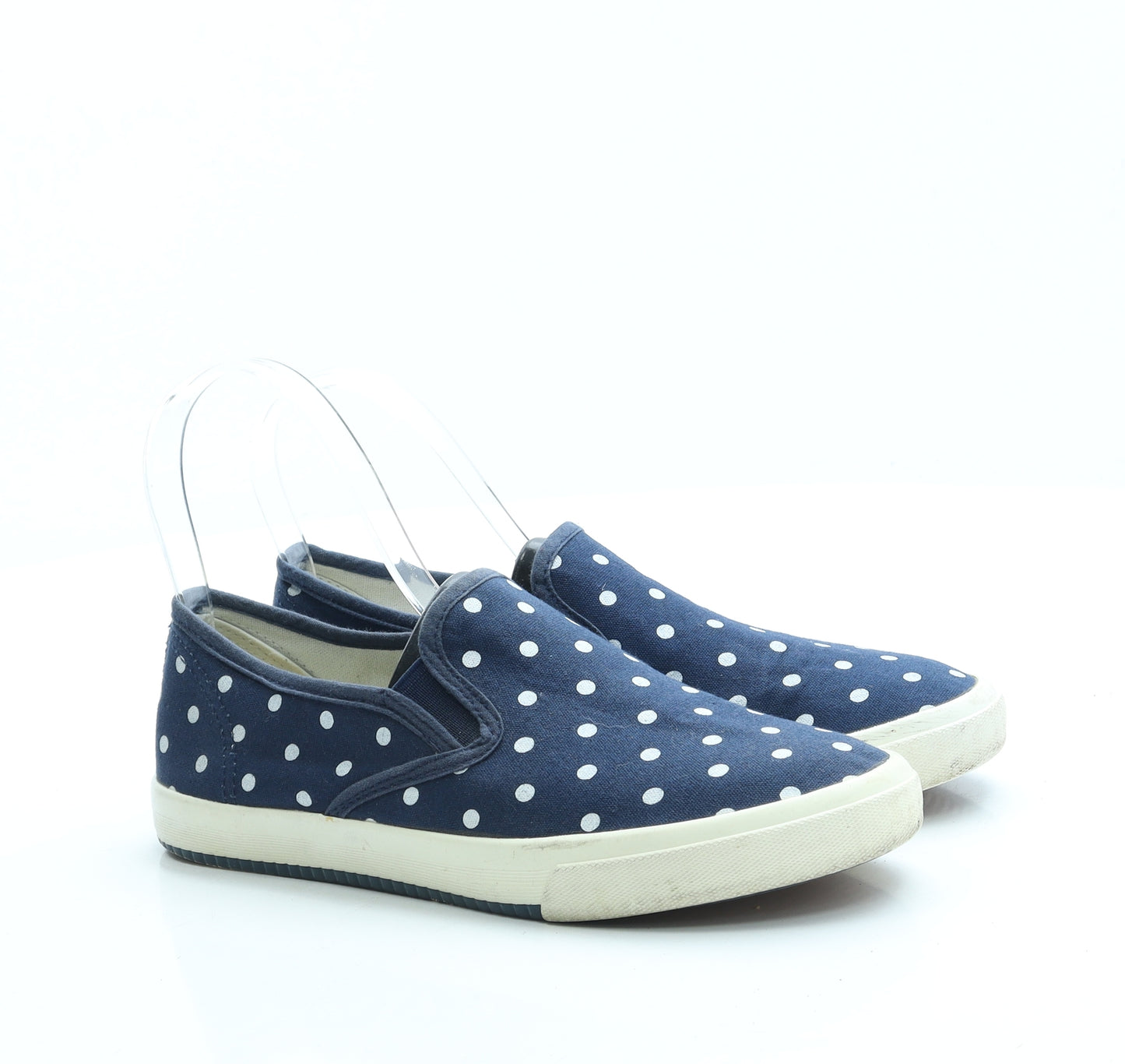 Preworn Womens Blue Polka Dot Fabric Slip On Flat UK 3 36
