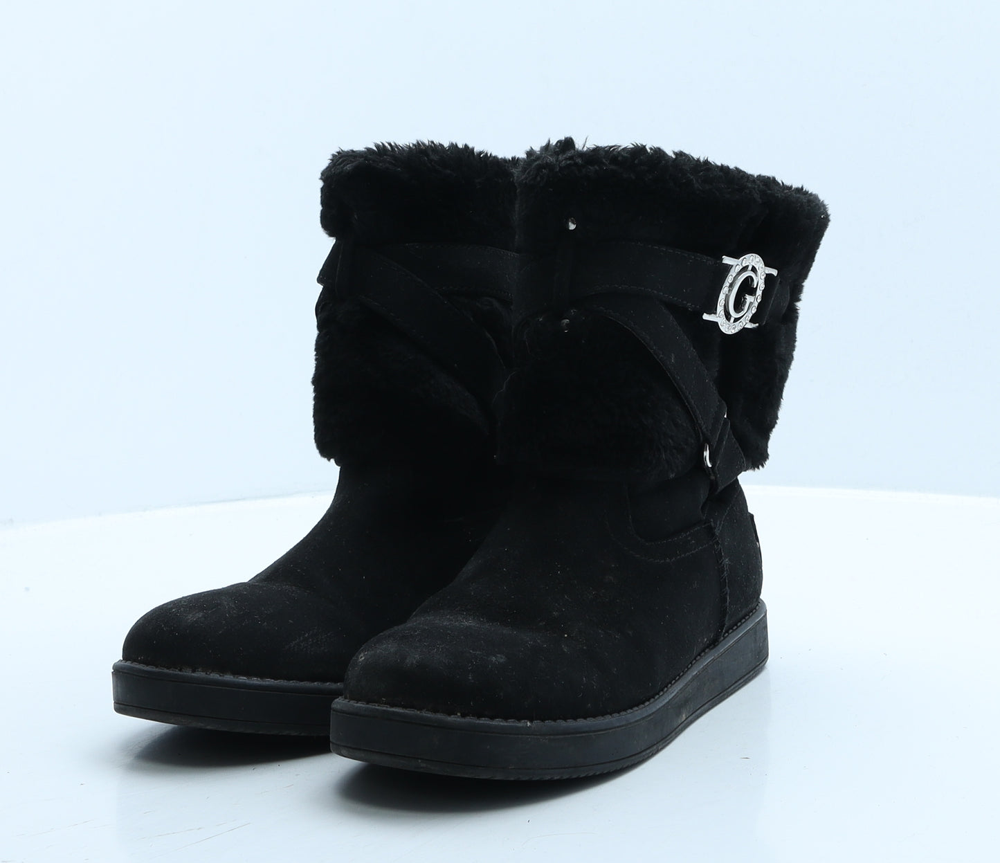 GUESS Womens Black Suede Shearling Style Boot UK 6