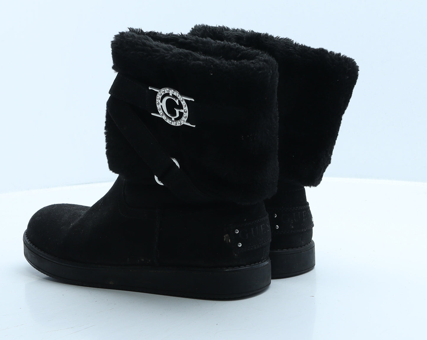 GUESS Womens Black Suede Shearling Style Boot UK 6