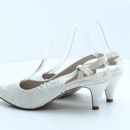 New Look Womens White Floral Polyester Slingback Heel UK 5 38