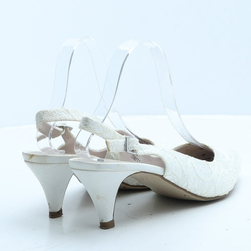 New Look Womens White Floral Polyester Slingback Heel UK 5 38