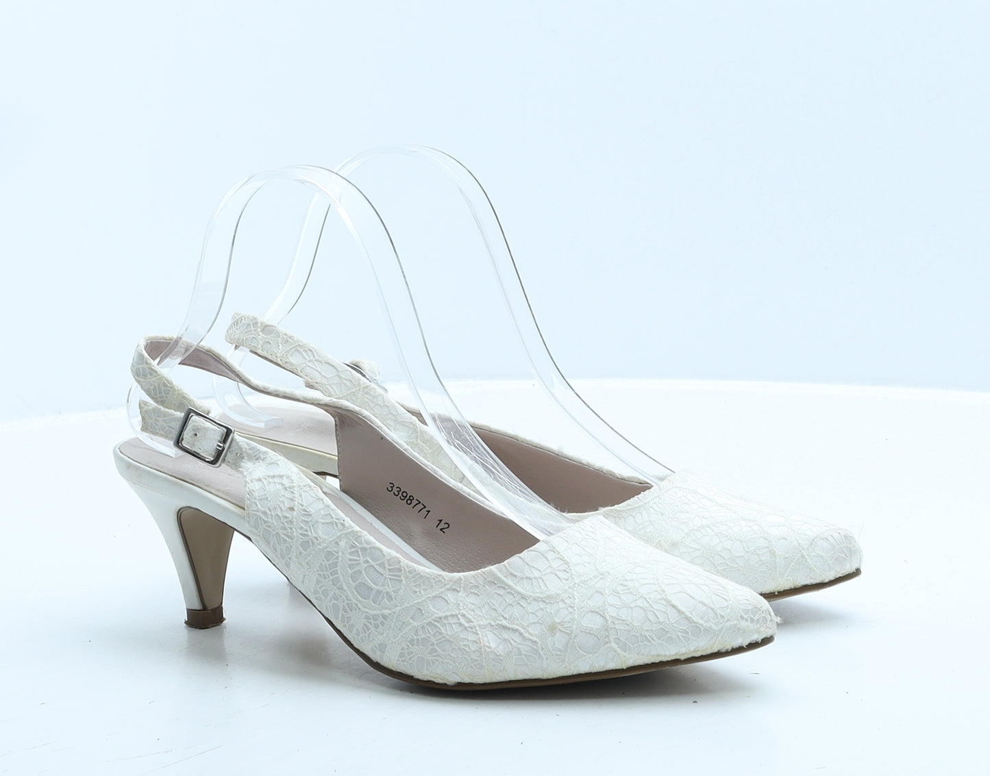 New Look Womens White Floral Polyester Slingback Heel UK 5 38