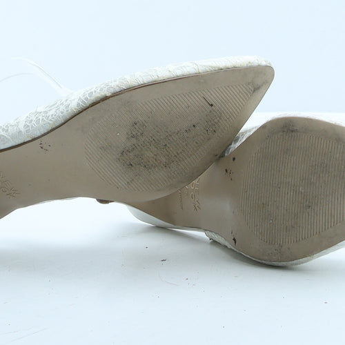 New Look Womens White Floral Polyester Slingback Heel UK 5 38