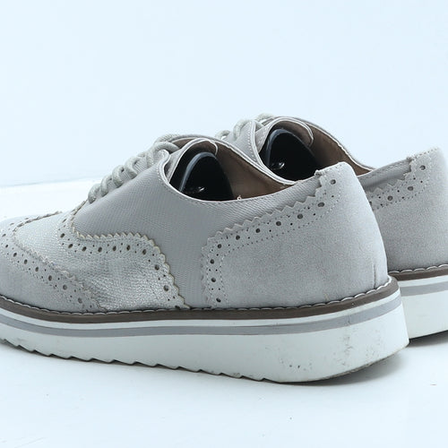 Primark Womens Grey Faux Leather Oxford Casual UK 5 38 7
