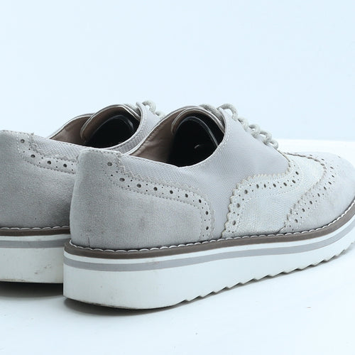 Primark Womens Grey Faux Leather Oxford Casual UK 5 38 7