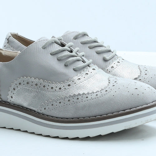 Primark Womens Grey Faux Leather Oxford Casual UK 5 38 7