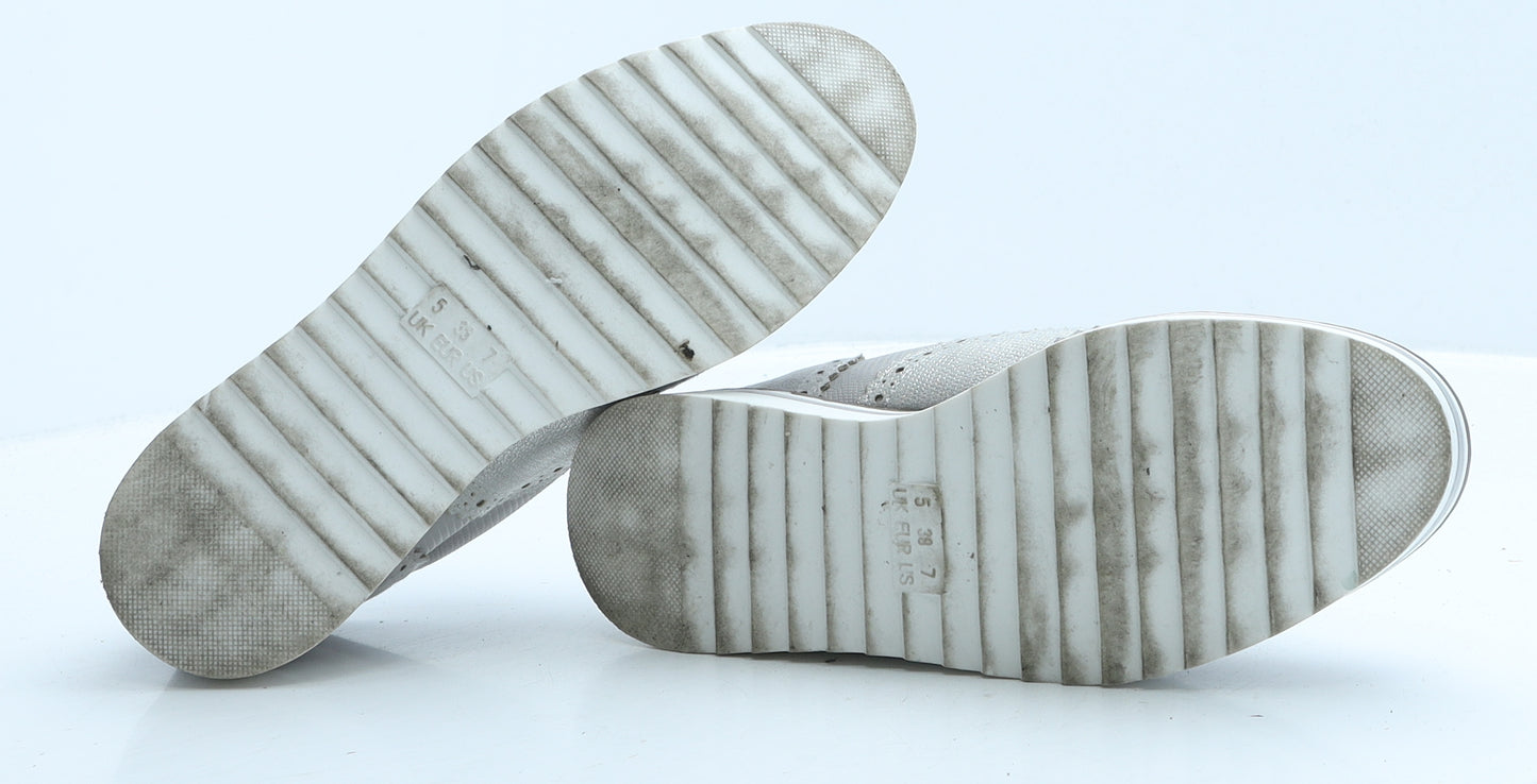 Primark Womens Grey Faux Leather Oxford Casual UK 5 38 7