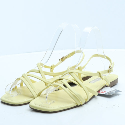 Primark Womens Yellow Polyester Gladiator Sandal UK 3 36