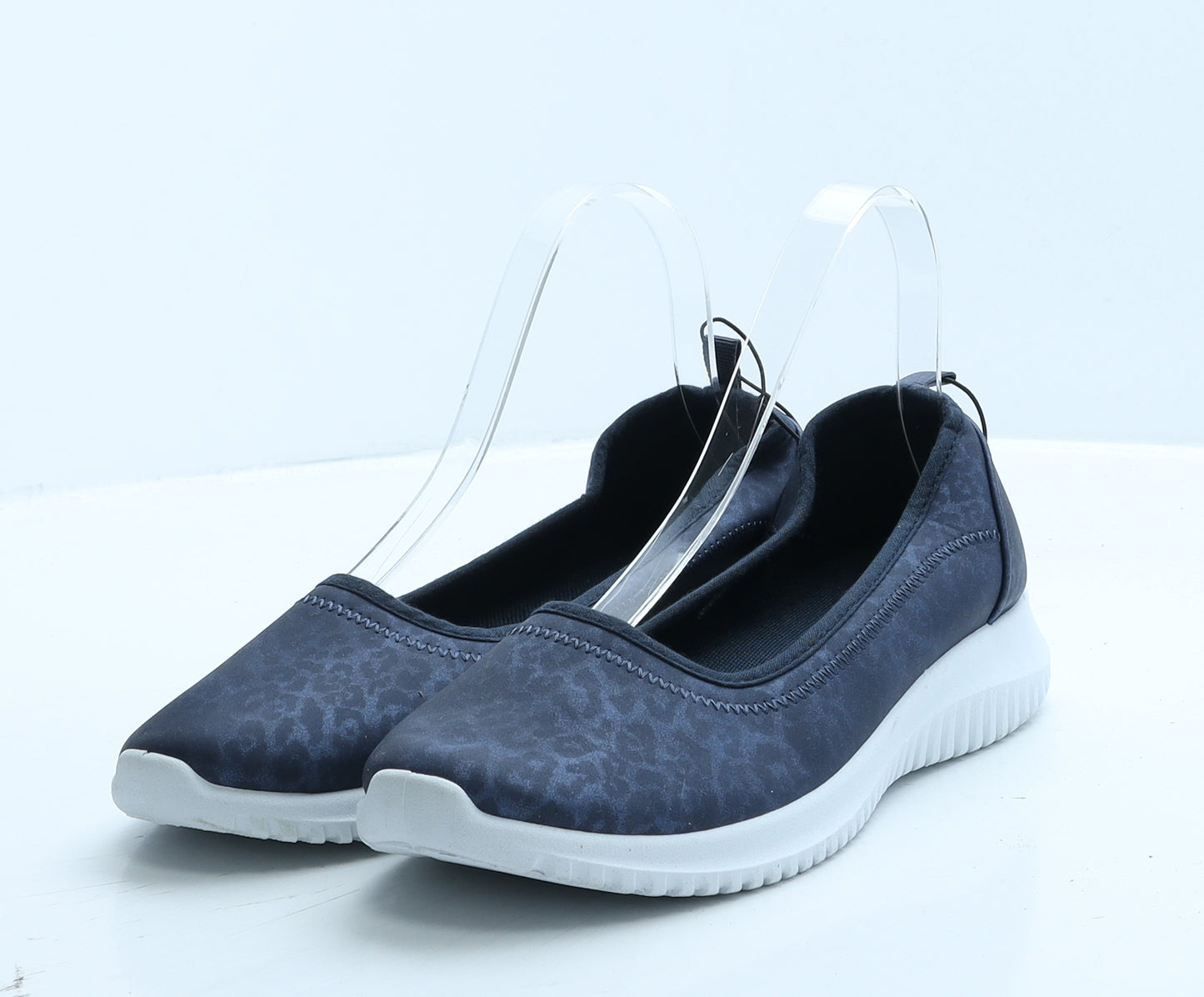 TU Womens Blue Animal Print Polyester Ballet Flat UK 5