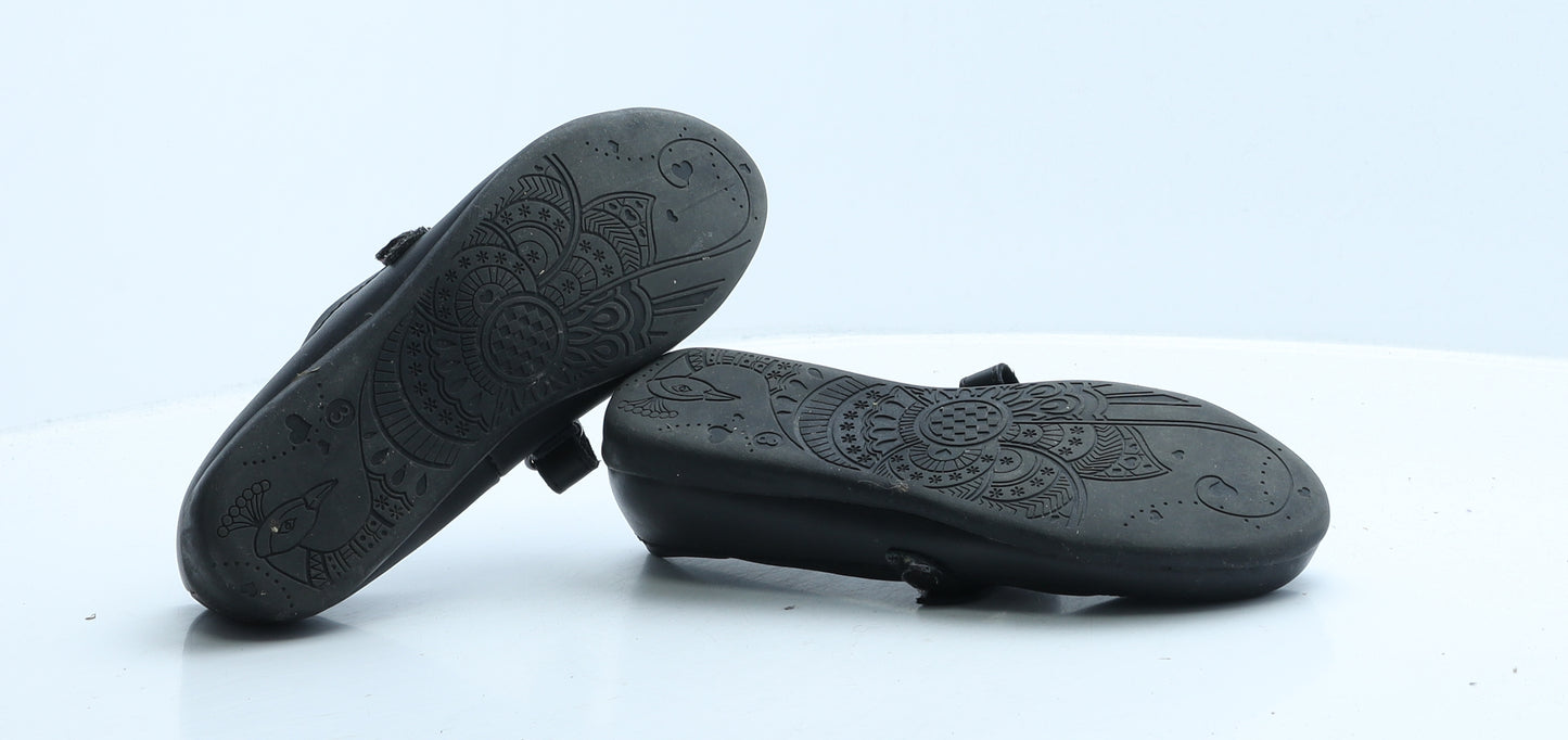 Marks and Spencer Girls Black Leather Mary Jane Flat UK 3 35