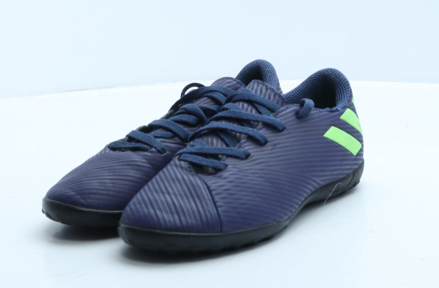adidas Boys Blue Striped Leather Trainer UK 1 33 - Astro Turf Boots