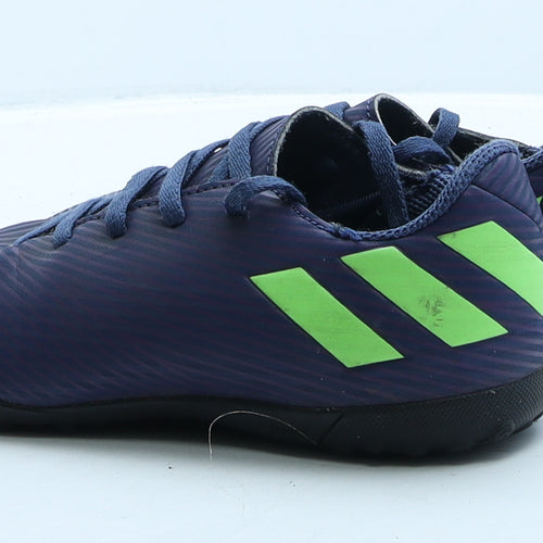 adidas Boys Blue Striped Leather Trainer UK 1 33 - Astro Turf Boots