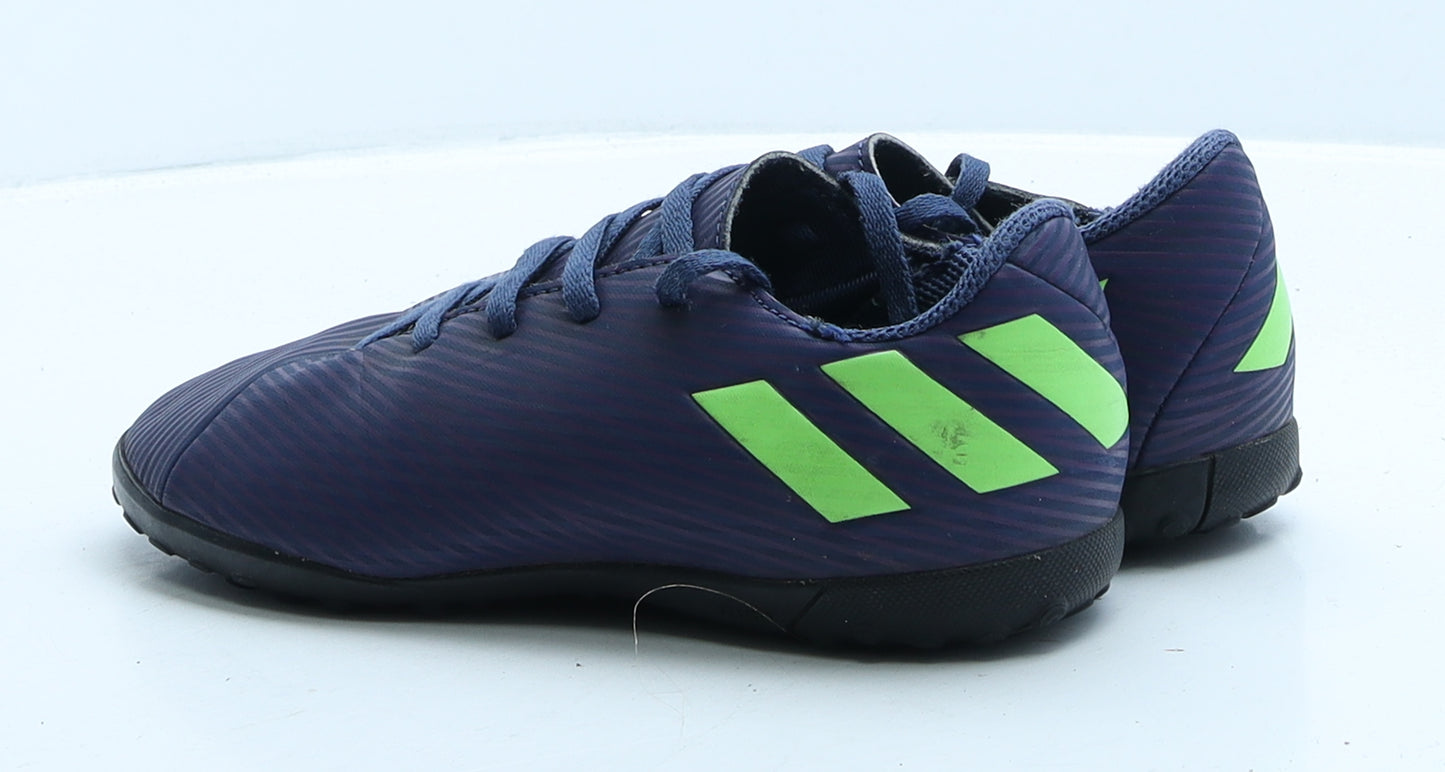adidas Boys Blue Striped Leather Trainer UK 1 33 - Astro Turf Boots