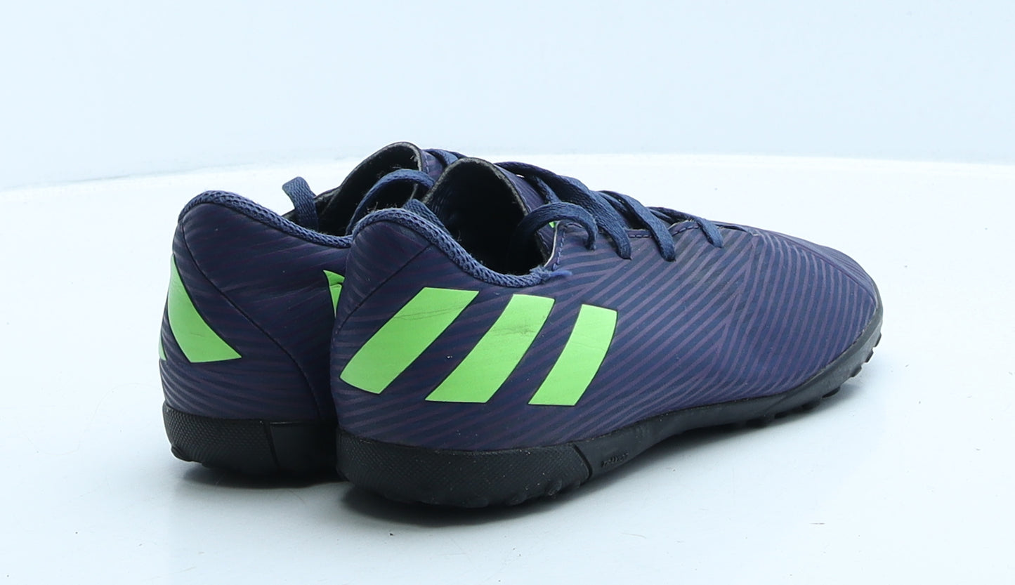 adidas Boys Blue Striped Leather Trainer UK 1 33 - Astro Turf Boots