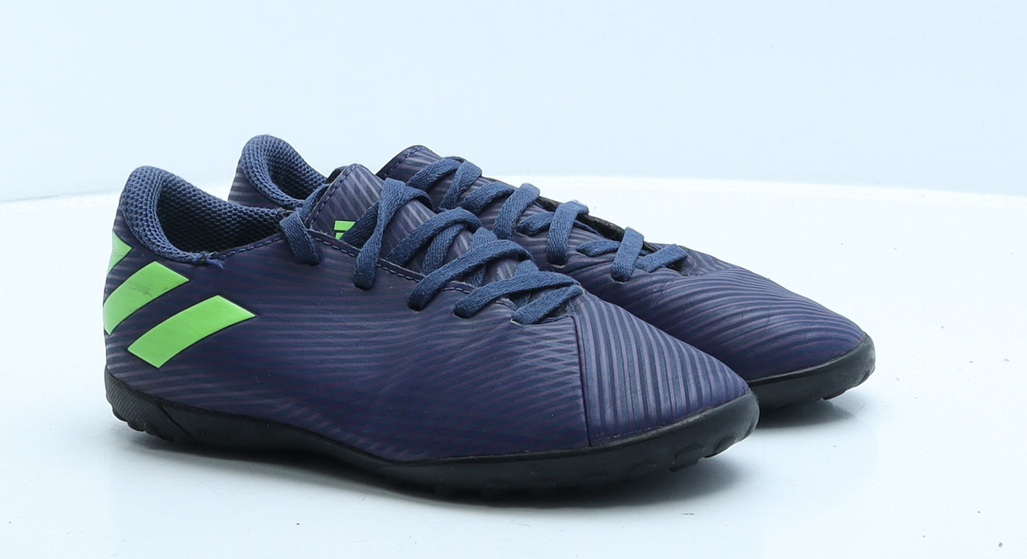 adidas Boys Blue Striped Leather Trainer UK 1 33 - Astro Turf Boots