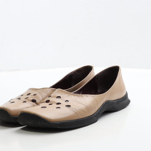 Preworn Womens Brown Spotted Leather Loafer Flat UK 6 39