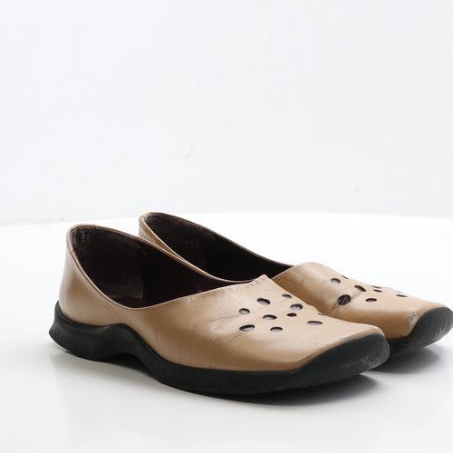 Preworn Womens Brown Spotted Leather Loafer Flat UK 6 39