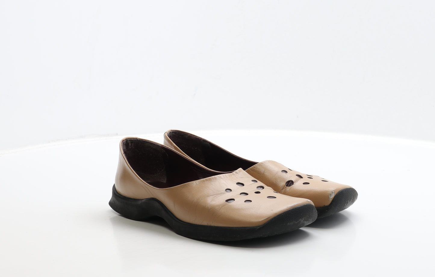 Preworn Womens Brown Spotted Leather Loafer Flat UK 6 39