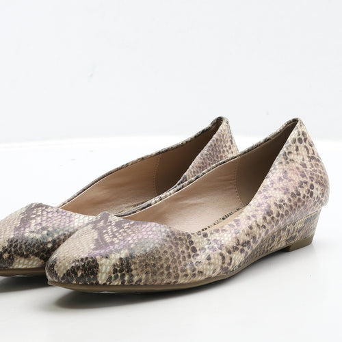 Marks and Spencer Womens Brown Animal Print Leather Court Heel UK 4 37 - Snake Print