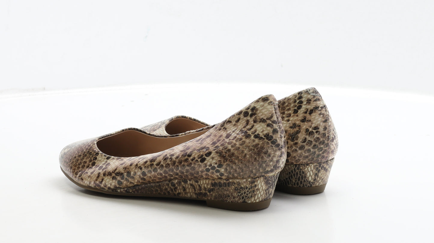 Marks and Spencer Womens Brown Animal Print Leather Court Heel UK 4 37 - Snake Print